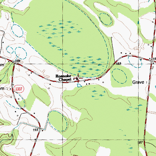 Topographic Map of Roanoke Chapel, NC