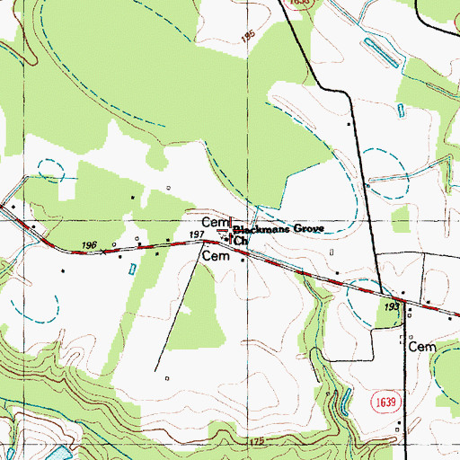 Topographic Map of Blackmans Grove Church, NC