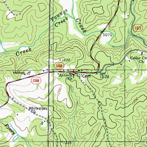 Topographic Map of Antioch Church, NC