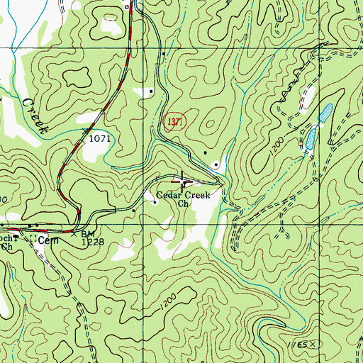 Topographic Map of Cedar Creek Church, NC