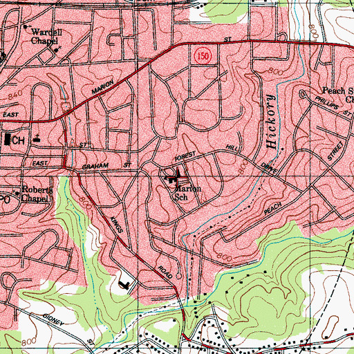 Topographic Map of Marion Elementary School, NC