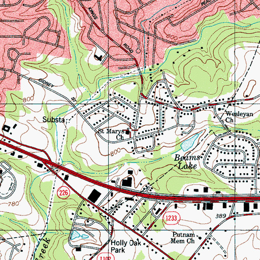 Topographic Map of Saint Marys Church, NC