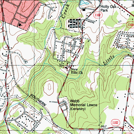 Topographic Map of New Ellis Church, NC