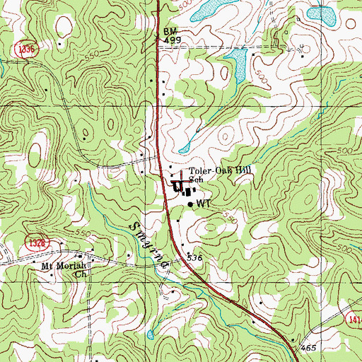 Topographic Map of Toler-Oak Hill School, NC