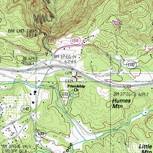 Topographic Map of Friendship Church, NC