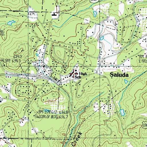 Topographic Map of Saluda Junior High School, NC