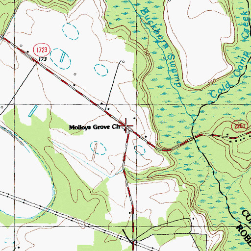 Topographic Map of Molloys Grove Church, NC