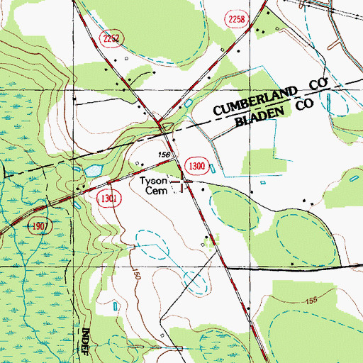 Topographic Map of Tyson Cemetery, NC