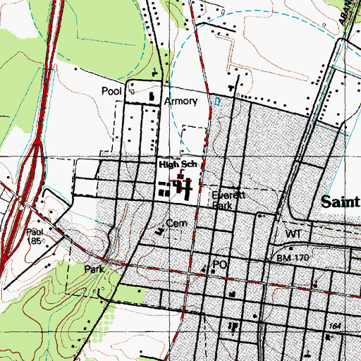 Topographic Map of Saint Paul High School, NC
