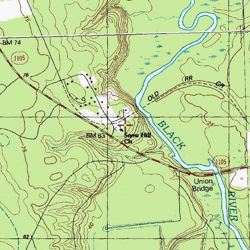 Topographic Map of Snow Hill Church, NC