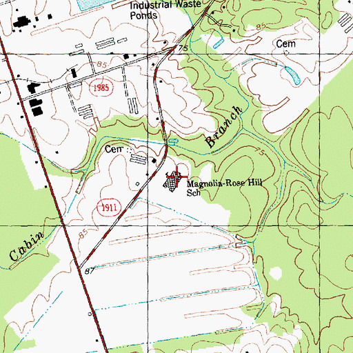 Topographic Map of Magnolia-Rose Hill School, NC