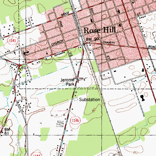 Topographic Map of Jerome Park, NC