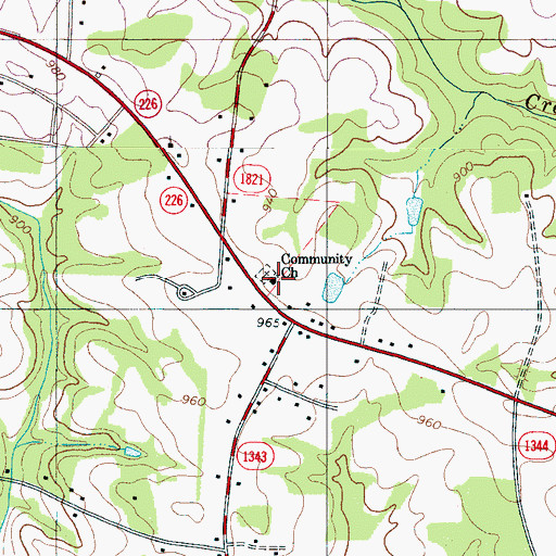 Topographic Map of Community Baptist Church, NC