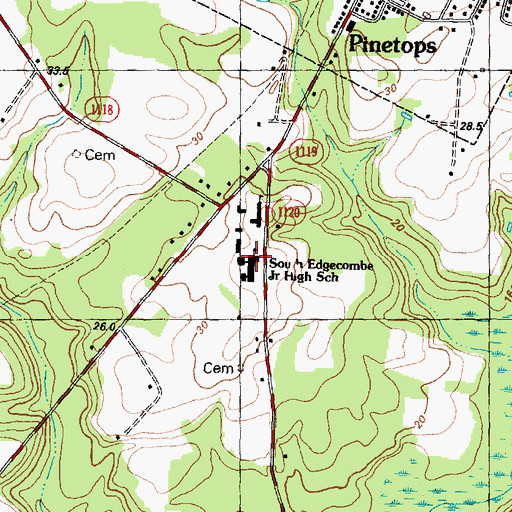 Topographic Map of South Edgecombe Junior High School, NC