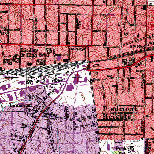 Topographic Map of War-Memorial Auditorium-Coliseum, NC