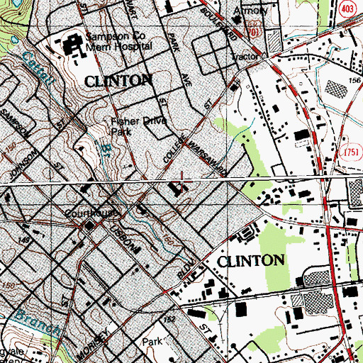 Topographic Map of Collage Street School, NC