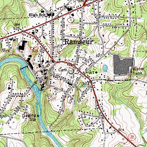 Topographic Map of Sunset Knolls Cemetery, NC
