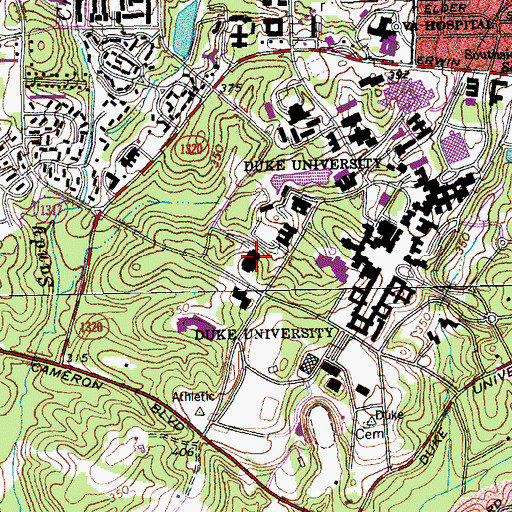 Topographic Map of Duke University School of Law, NC