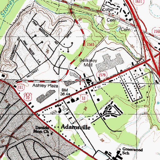Topographic Map of Eastgate Shopping Center, NC