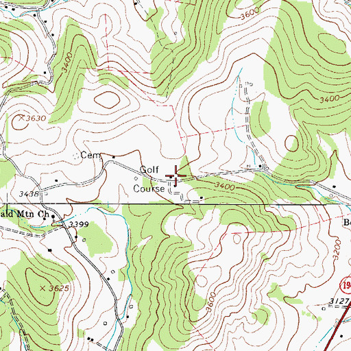 Topographic Map of Mountain Aire Golf Club, NC