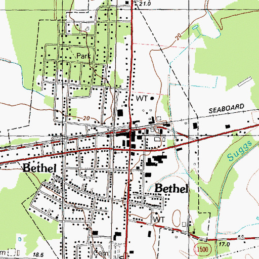 Topographic Map of Town Hall, NC