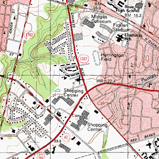 Topographic Map of Belk Building, NC