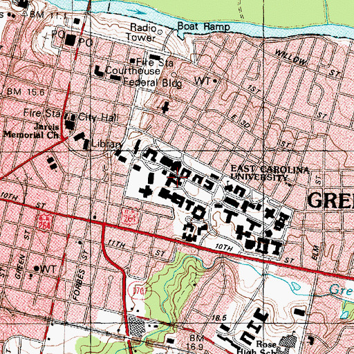 Topographic Map of Cafeteria Building, NC