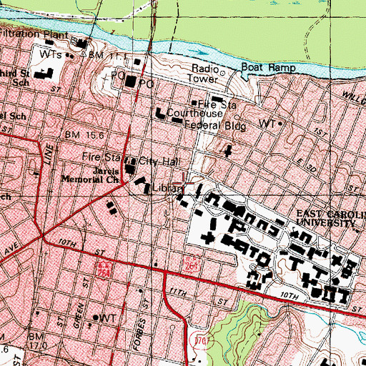 Topographic Map of Clement Residence Hall, NC