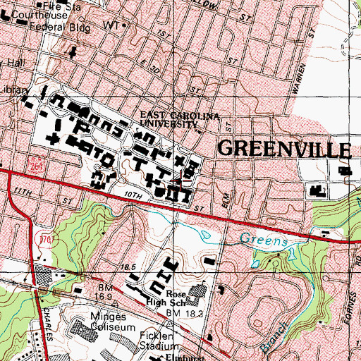 Topographic Map of Croatan Building, NC