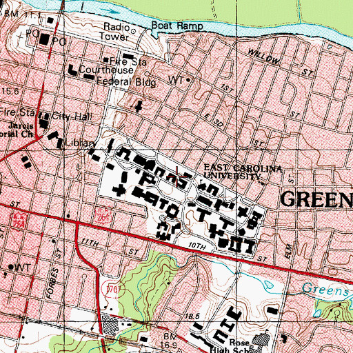 Topographic Map of Fleming Residence Hall, NC