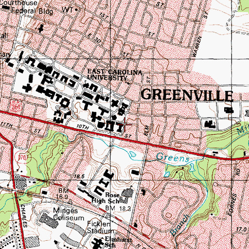 Topographic Map of Fletcher Music Center, NC