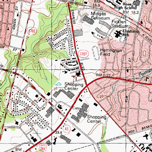 Topographic Map of Irons Building, NC