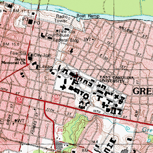 Topographic Map of Jenkins Fine Arts Center, NC
