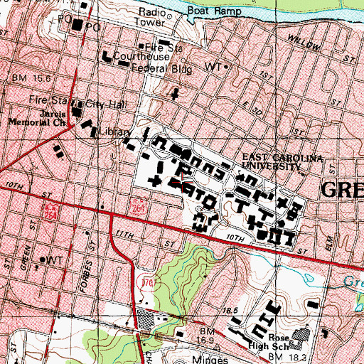 Topographic Map of Joyner Library, NC
