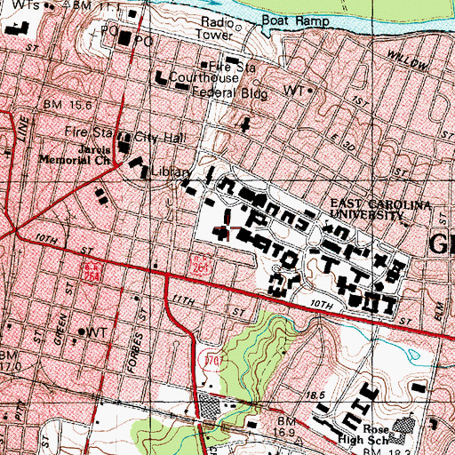 Topographic Map of Mendenhall Student Center, NC