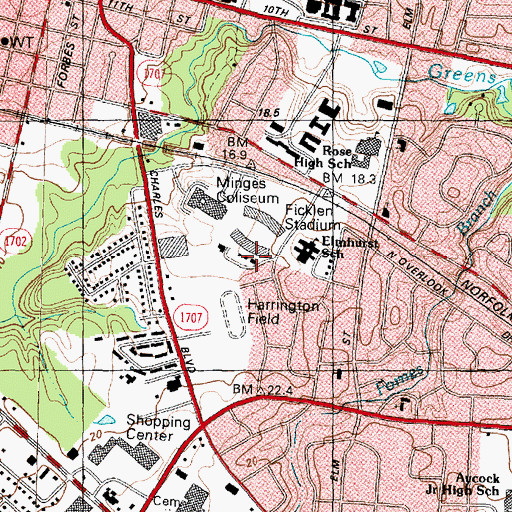 Topographic Map of Pirate Club Building, NC
