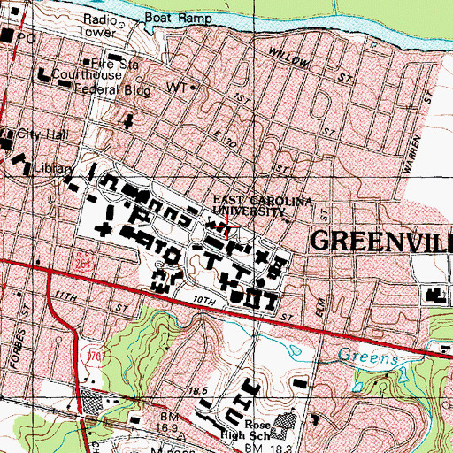 Topographic Map of Ragsdale Hall, NC
