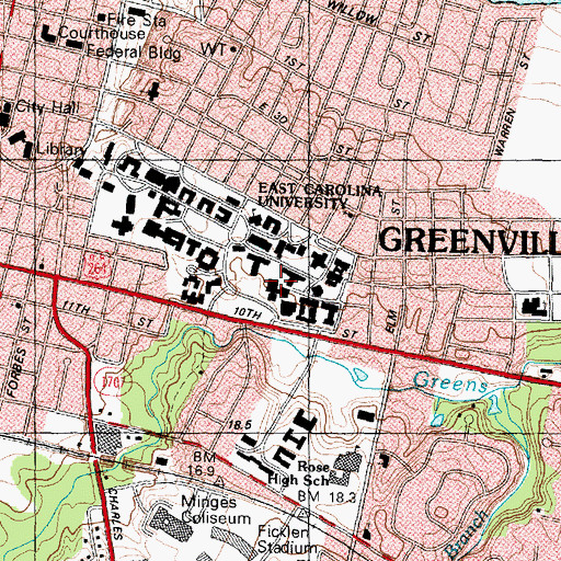 Topographic Map of Science Building, NC