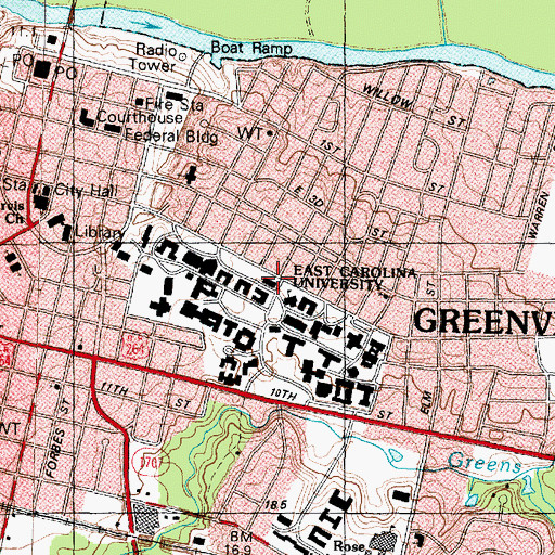 Topographic Map of Spilman Building, NC