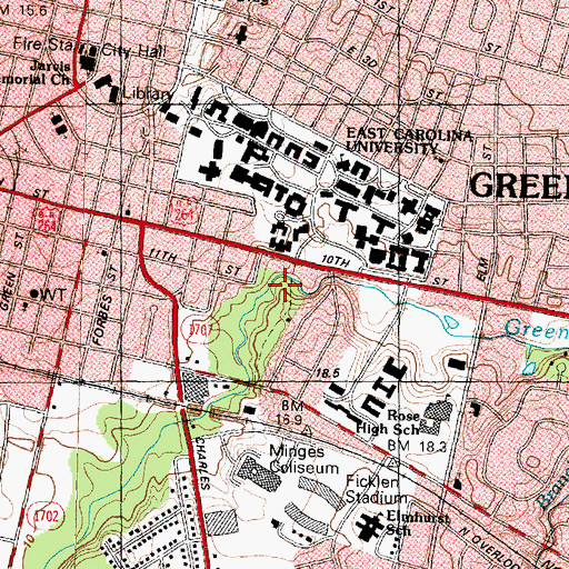 Topographic Map of Umstead Residence Hall, NC