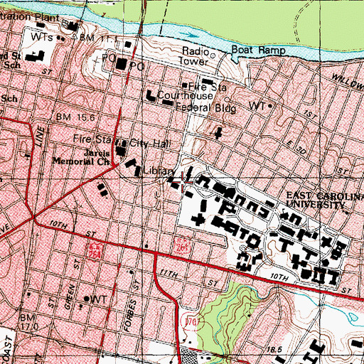 Topographic Map of White Residence Hall, NC