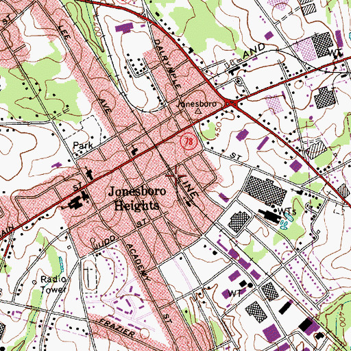 Topographic Map of Kendale Shopping Center, NC