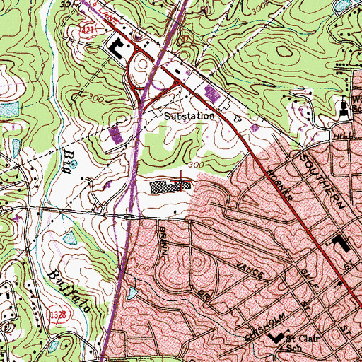 Topographic Map of Sanford Mall, NC