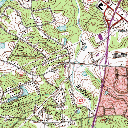 Topographic Map of Sanford Shopping Center, NC