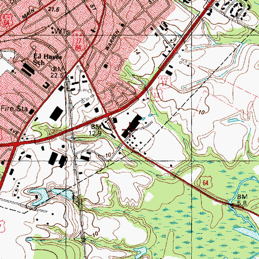 Topographic Map of Martin Plaza, NC
