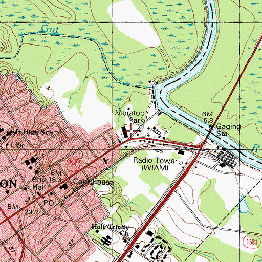 Topographic Map of Moratock Plaza, NC