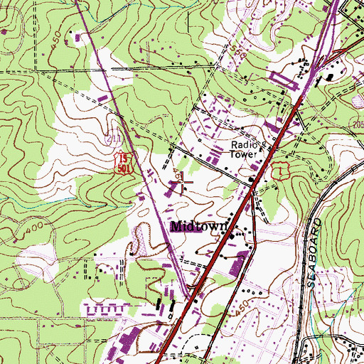 Topographic Map of Sandhill Shopping Center, NC