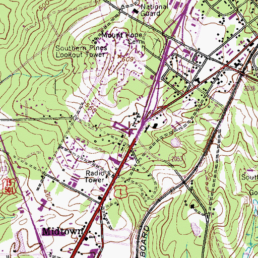 Topographic Map of Center Park Shopping Center, NC