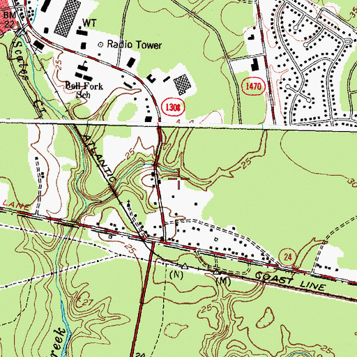 Topographic Map of Brynn Marr Shopping Center, NC