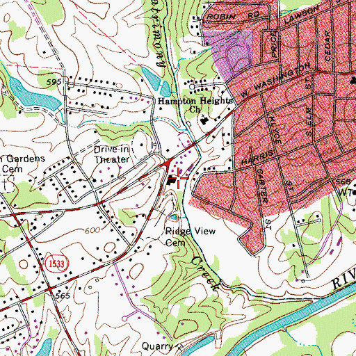 Topographic Map of Eden Plaza Shopping Center, NC